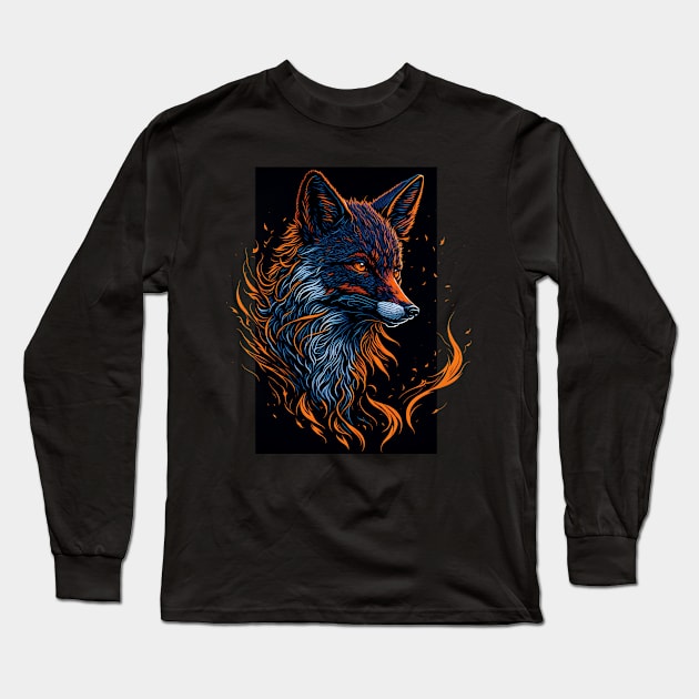 Cute Fox Glow in the Dark Long Sleeve T-Shirt by Sekaifi Studio